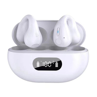 BH12 TWS earphone konduksi udara 5.3, Headset telinga terbuka tahan Air klip telinga nirkabel headphone konduksi tulang keluaran