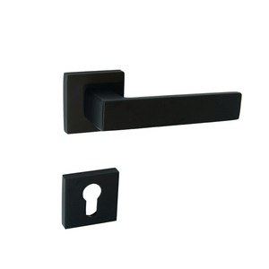 Manija de <span class=keywords><strong>Puerta</strong></span> Cuadrada Moderna de Aleación de Zinc Negro Mate para Puertas de Madera - Product Image 1