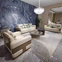 Ensemble de canapés sectionnels en cuir véritable moderne de style européen de luxe nouveaux meubles postmodernes en cuir italiens pour appartement et salon