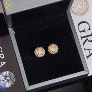 ZUANFA JEWELRY Moissanite Ball <b>Stud</b> Earrings 925 <b>Silver</b> 18K Gold Plated Micro Pave Round Brilliant Cut Luxury Unisex - Product Image 2