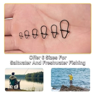 100 pièces/paquet de boutons-pression de pêche noir mat manivelle boutons-pression Clips pour leurres de basse hameçon en acier inoxydable matériel de pêche - Product Image 6