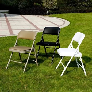 <span class=keywords><strong>Chaise</strong></span> pliante portable en tissu noir rembourré, structure en acier robuste, siège pliable pour salle à manger, maison, bureau, mariage, fête, extérieur - Product Image 3