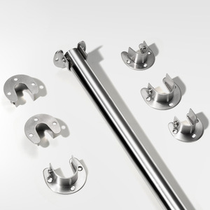 Support de tringle de penderie en acier inoxydable 304 épaissi à base à bride ouverte, connecteur durable pour porte-vêtements - Product Image 3
