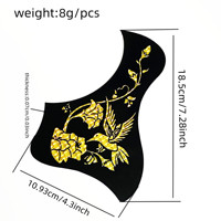 Protector de Guitarra Acústica Negro Antiarañazos, Placa Protectora para Guitarra de 40 y 41 Pulgadas, Patrón de Flor Dorada, Accesorio Protector