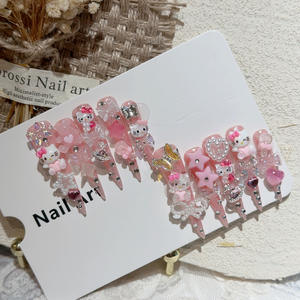 <span class=keywords><strong>Uñas</strong></span> Acrílicas Largas Hechas a Mano al por Mayor, Diseño 3D <span class=keywords><strong>de</strong></span> <span class=keywords><strong>Hello</strong></span> <span class=keywords><strong>Kitty</strong></span>, Cobertura Completa, <span class=keywords><strong>Uñas</strong></span> Artificiales Personalizadas, Estilo Stiletto, Mariposa - Product Image 5