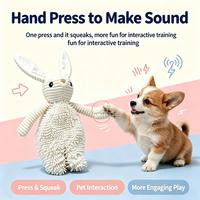 Jouet pour animaux de compagnie en peluche texturée en forme de lapin avec couineur et papier froissé, jouet à mâcher interactif doux pour chiens et chats, soulagement de l'ennui