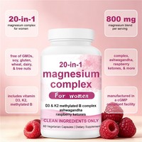 Capsules végétales de complexe de magnésium 20-en-1 pour femmes, 240 unités
