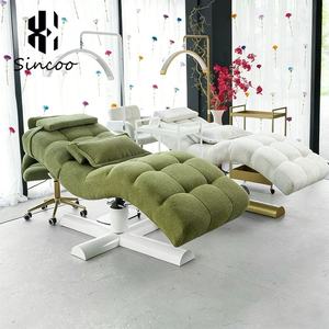 Factory Wholesale Modern Stainless Steel Velvet Beauty Massage Cosmetic Curved Eyelash Bed Green Fabric Hotel Outdoor Bathroom - Product Image 1