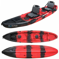 Kayak de pêche familial 2 + 1 pour loisirs, canoë en plastique, siège double, 3 personnes assis sur le toit, OEM et ODM