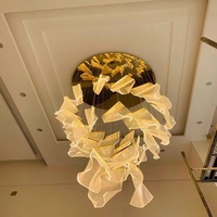 Éclairage de décoration d'intérieur de hall d'hôtel, grand projet personnalisé en acier inoxydable acrylique Led lustre d'escalier de luxe