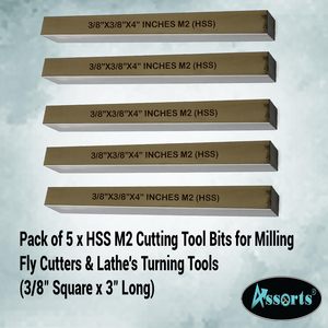 Assortiment de lames de coupe manuelles externes en acier allié HSS M2, dureté 62-68 HRC, épaisseur de lame 9,5 mm, pour tournage, dimensions 3/8 x 3/8 x 4 pouces - Product Image 4