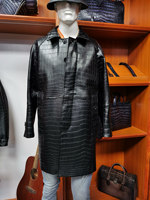 Manteau en cuir de crocodile véritable de qualité supérieure pour homme - Veste longue d'hiver 100% cuir véritable