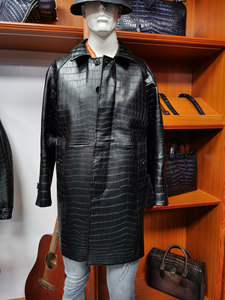 Manteau en cuir de crocodile véritable de qualité supérieure pour homme - Veste longue d'hiver 100% cuir véritable - Product Image 1