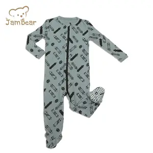 JamBear竹制婴儿连体裤拉链脚踏式睡具有机幼儿拉链连体乳拉链连体婴儿