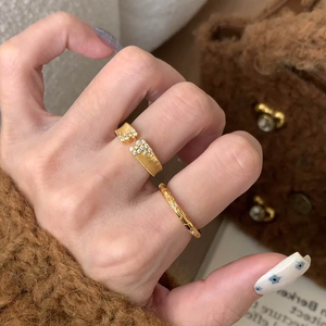 Minimalist Elegant Luxury Floral Open Zircon <b>Ring</b> Collection Fashionable Versatile Design Jewelry Made Trendy Brass - Product Image 5