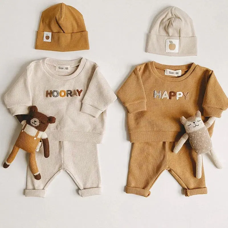 Autumn Kids Clothes Set Toddler Baby Boy Girl Long Sleeves Letter Casual Tops +Loose Trousers 2pcs Baby Boy Clothing Outfit 0-5Y