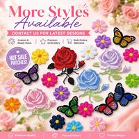 Patchs brodés décoratifs thermocollants ou à coudre, motifs floraux colorés (rose, papillon, fleur de jardin, nature)