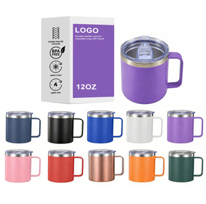 Promotional Wholesale 14oz Personalized Custom Stackable Stainless Steel Travel Camping Vacuum Thermal Coffee Mug With Lid