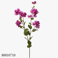 Einzelner Stiel mit 4 Zweigen Realistische Europäische Seiden-Bougainvillea-Blätter in Purpurrot 105cm Weihnachts- und Osterdekoration für Zuhause