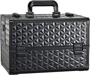 Organizador de Cosméticos Profesional, Estuche de Almacenamiento de Aluminio con 4 Compartimentos Ajustables, con Cierre y Correa para el Hombro - Product Image 1