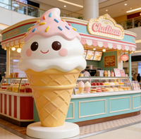 Sculptures de desserts animaux personnalisées grand format pour la décoration de magasins, présentoirs visuels pour centres commerciaux, statues en résine, crème glacée