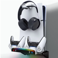 Station de charge double pour manette de jeu PS5/Slim Console Set de montage mural Station de charge avec support de stockage Chargeur Présentoir