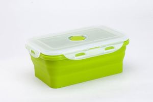 Collapsible Silicone Food <b>Storage</b> Container Reusable Flat Stacks Silicone Folding Lunch <b>Box</b> - Product Image 5