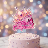Décoration de gâteau en acrylique espagnol « Joyeux Anniversaire » pour la décoration de gâteaux, qualité alimentaire, vente en gros