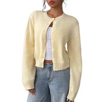 Cardigan en tricot simple boutonnage décontracté pour femmes pull de style européen américain à épaules tombantes pull en tricot pour femmes