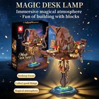 Lampe Chapeau de Sorcier Lumineux 688 Pièces Blocs de Construction Magiques Fantaisie Sci-Fi Ornement de Bureau en Plastique ABS pour Enfants