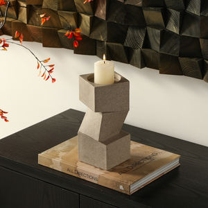 Vente en gros Moulin à pierre moderne Bougeoir de table en résine écologique fait à la main Bougeoir pour décoration de Noël - Product Image 4