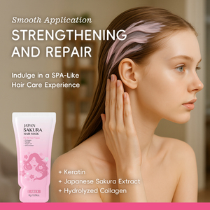 LAIKOU มาส์กผมซากุระญี่ปุ่น สูตรเย็น สำหรับผมเงางามเรียบลื่น คอลลาเจน อาร์แกนออยล์ เคราติน เชียบัตเตอร์ ครีม - Product Image 2