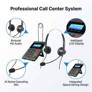 Casque de centre d'appels IP PBX Lsezv avec pavé de numérotation SIP et écran LCD, ensemble téléphonique VoIP professionnel <span class=keywords><strong>A10</strong></span>+F750 - Product Image 2