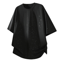 T-shirt décontracté à manches courtes et col rond pour homme, imprimé étoiles scintillantes, respirant, 100% polyester