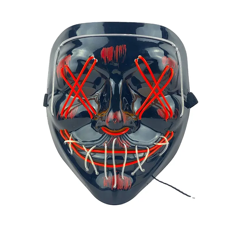 Nuovo Design nero V-Letters Masker Ghost Walk Dance Cold Light Mask Led Party Masks Face Halloween