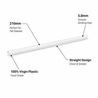Pailles à boire droites en plastique jetables avec logo personnalisé, 210x5.8mm, lot en vrac pour bar à jus, café, restauration