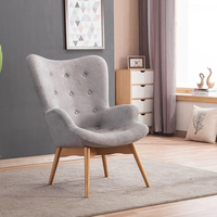 Fauteuil d'intérieur rembourré en tissu, style nordique, fauteuil de repos, fauteuil individuel, chaise longue avec repose-pieds