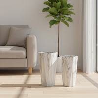 Set Pot Bunga Keramik Artifisial Modern nan Indah, 2 Buah, untuk Sukulen & Pohon Kecil, Penggunaan Lantai, Taman Luar Ruangan