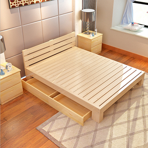 Chất Lượng Cao Rắn Giường Gỗ Thiết Kế Cơ Sở Ánh Sáng Nữ Hoàng Hiện Đại Nhà Nền Tảng Vua Kích Thước Giường Khung Sang Trọng Với Lưu Trữ - Product Image 1