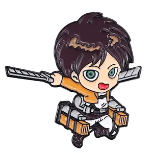 5 Gaya Attack On Titan Chibi Pins Kustom Karakter Film Kartun Bros Kerah Lencana Pin Enamel Keras