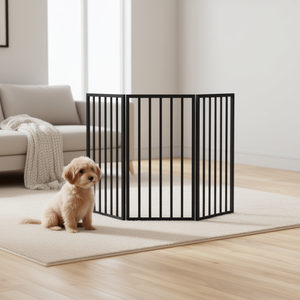 Cancelletto pieghevole per cani in legno di pioppo nero, 59,1 pollici, 3 pannelli, per interni - Product Image 2