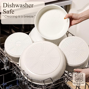 Cookware Set 11 Piece Non Stick Milky White With Wooden Handle Oven Safe Dishwasher Safe Kitchen Pot Pan Spatula - Product Image 2