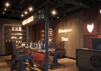 Design d'intérieur de salon de coiffure de style luxueux, mobilier de présentation personnalisé pour salon de coiffure masculin, stations de barbier en bois massif Dero