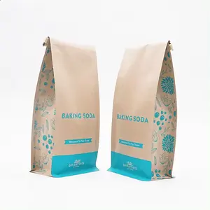 Kaffeebeutel mit kundenspezifischem Design flacher Boden wiederverschließbare Kraftpapiertüte Lebensmittelverpackungsbox beutel kaffee standbeutel tüte