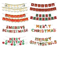 Bannière Joyeux Noël, Guirlande de papier de Noël assortie, Drapeau Père Noël Bonhomme de neige Élan, Décoration murale pour fête, maison, cheminée