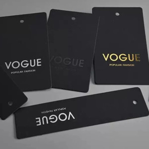 맞춤 핫 스탬핑 종이 의류 끊지 태그 사용자 지정 더블 매트 블랙 종이 끊지 태그 - Product Image 3