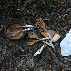 Acacia Wood Cooking Spoon And Spatula Set 8 Piece Wooden Utensils For Kitchen Stirring Serving - Product Image 3