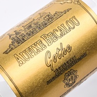 Étiquettes Métalliques Personnalisées Haut de Gamme en Feuille d'Aluminium Dorée pour Vin, Alcool, Boissons, Bière – Gaufrées, Débossées, Adhésives pour Emballage