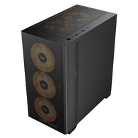 High Air Flow Mid Tower ATX Vertical Gaming PC Case Desktop Computer Case with Perforated Tempered Glass Window & Towers