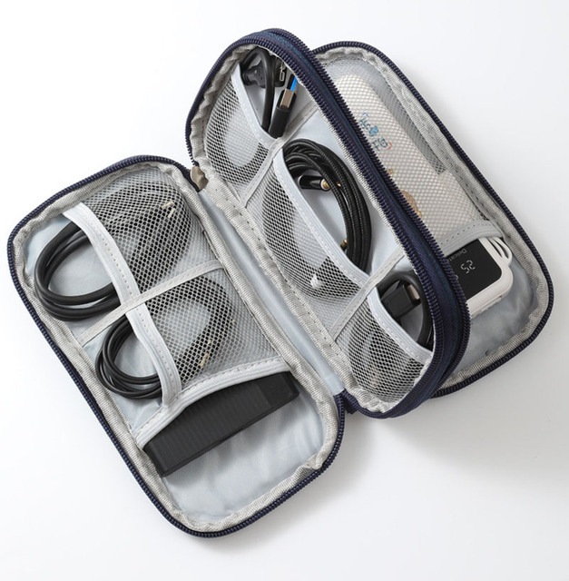 AMZ Hotselling Double Layers Electronic Organizer Travel USB Cable Accessories Bag/Case